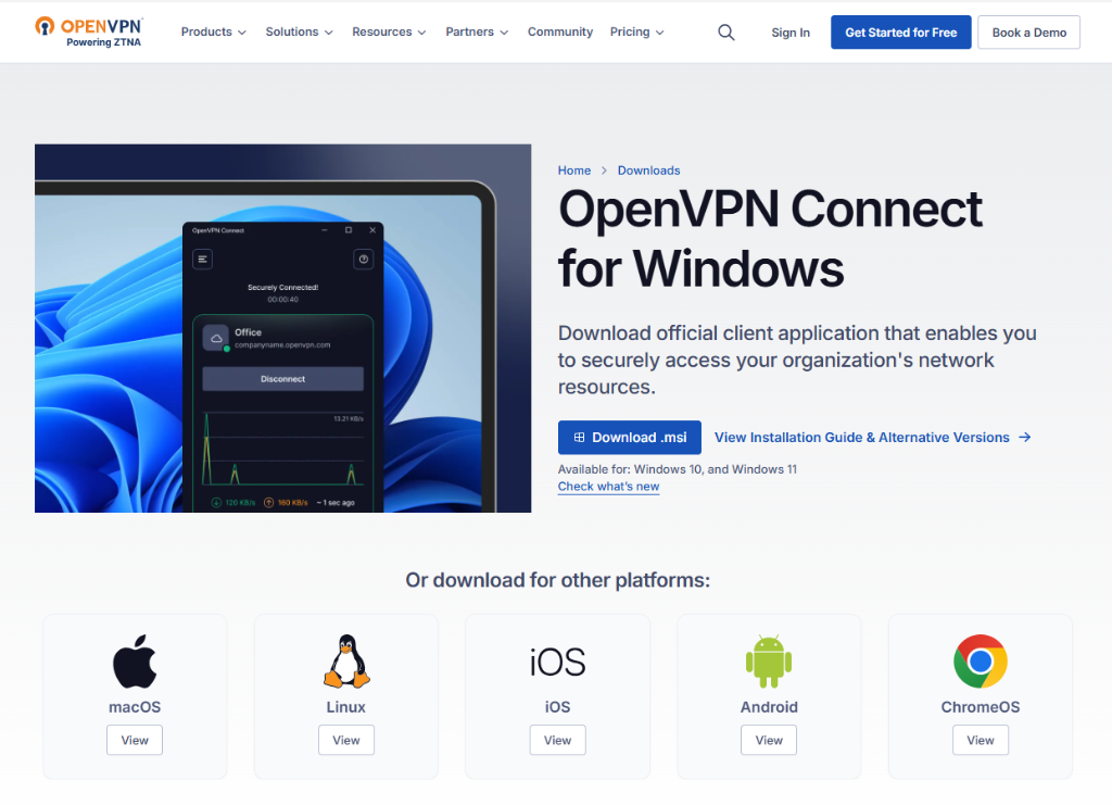 OpenVPN 下載頁面