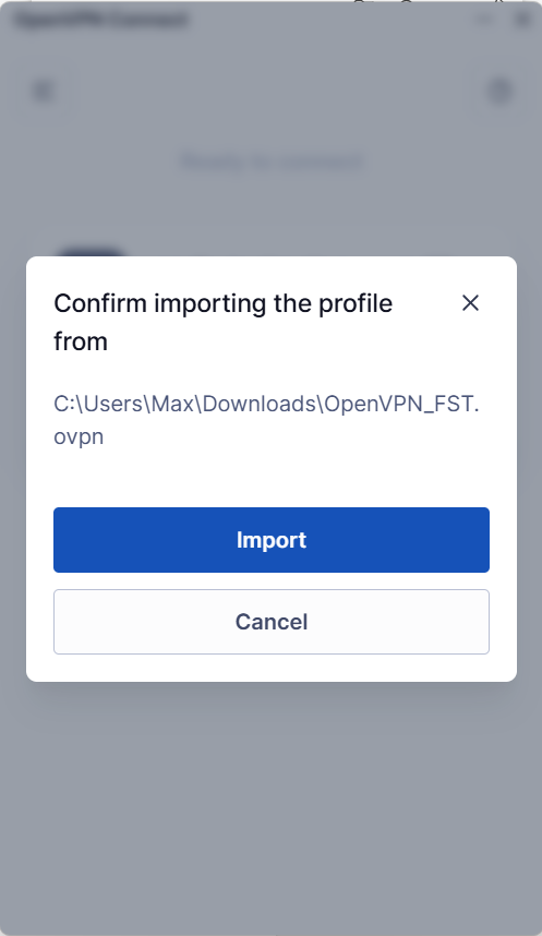 確認匯入設定檔